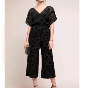 Corey Lynn Calter Melinda Black Velvet Burnout Jumpsuit Made In USA XS